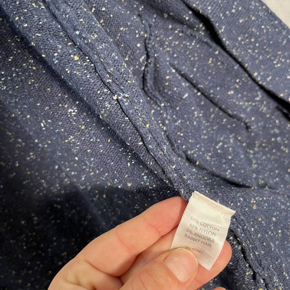 J Jill Cardigan Womens Medium Blue Speckled Duster One Button Botanical Boho - Picture 5 of 10